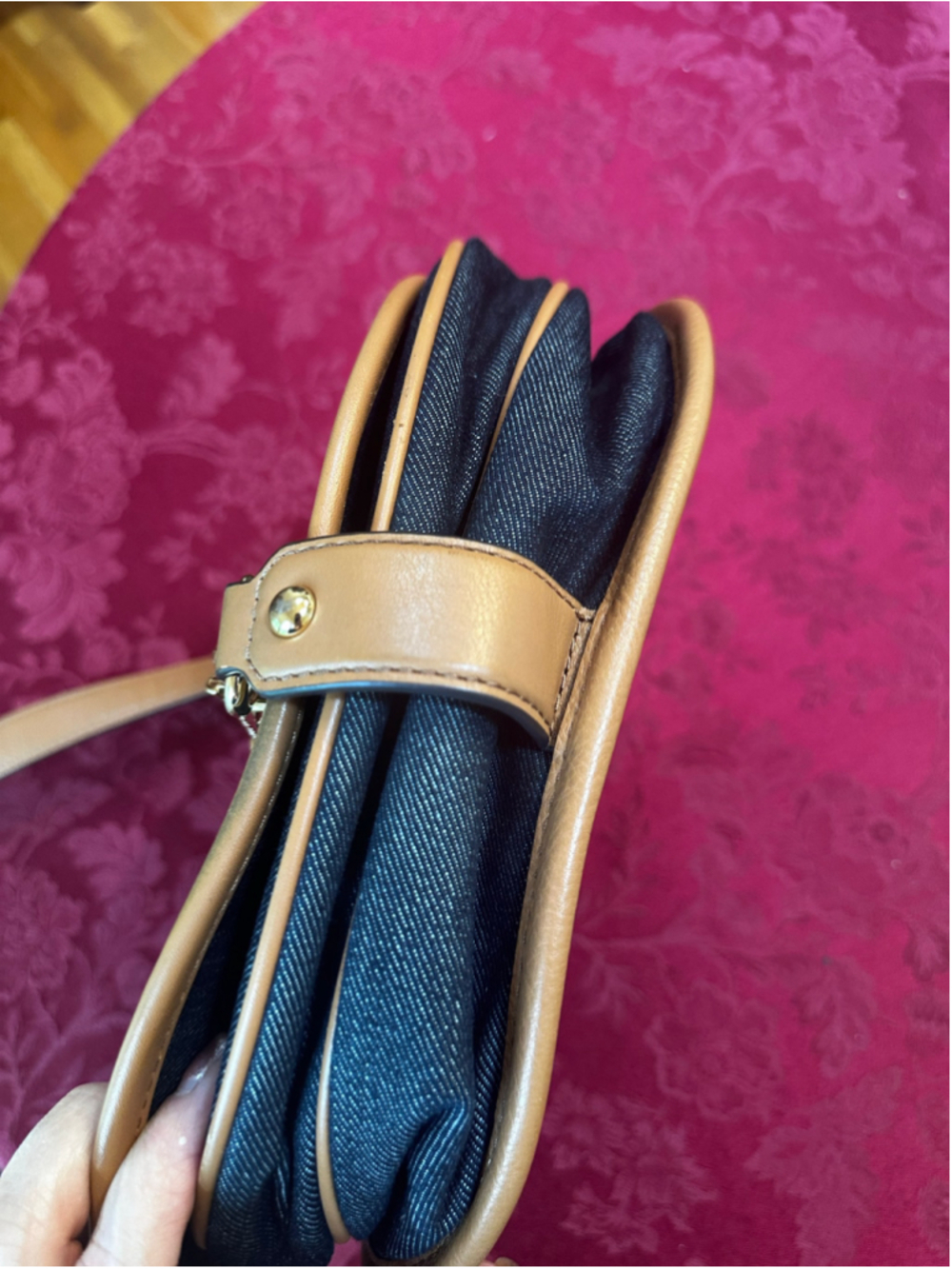 Michael Kors Blue Denim & Tan Leather Crossbody Bag - Picture 12 of 12